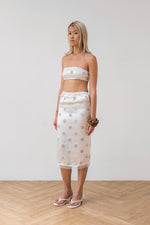 Load image into Gallery viewer, Polka dot midi skirt with scarf|top