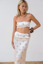 Load image into Gallery viewer, Polka dot midi skirt with scarf|top