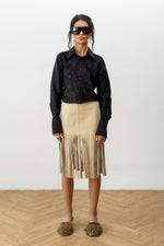 Load image into Gallery viewer, Satin shirt with flowers black