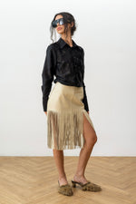 Load image into Gallery viewer, Satin shirt with flowers black