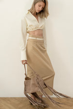 Load image into Gallery viewer, Long beige skirt with two belts