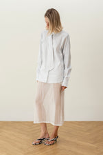 Load image into Gallery viewer, White sheer glitter midi skirt
