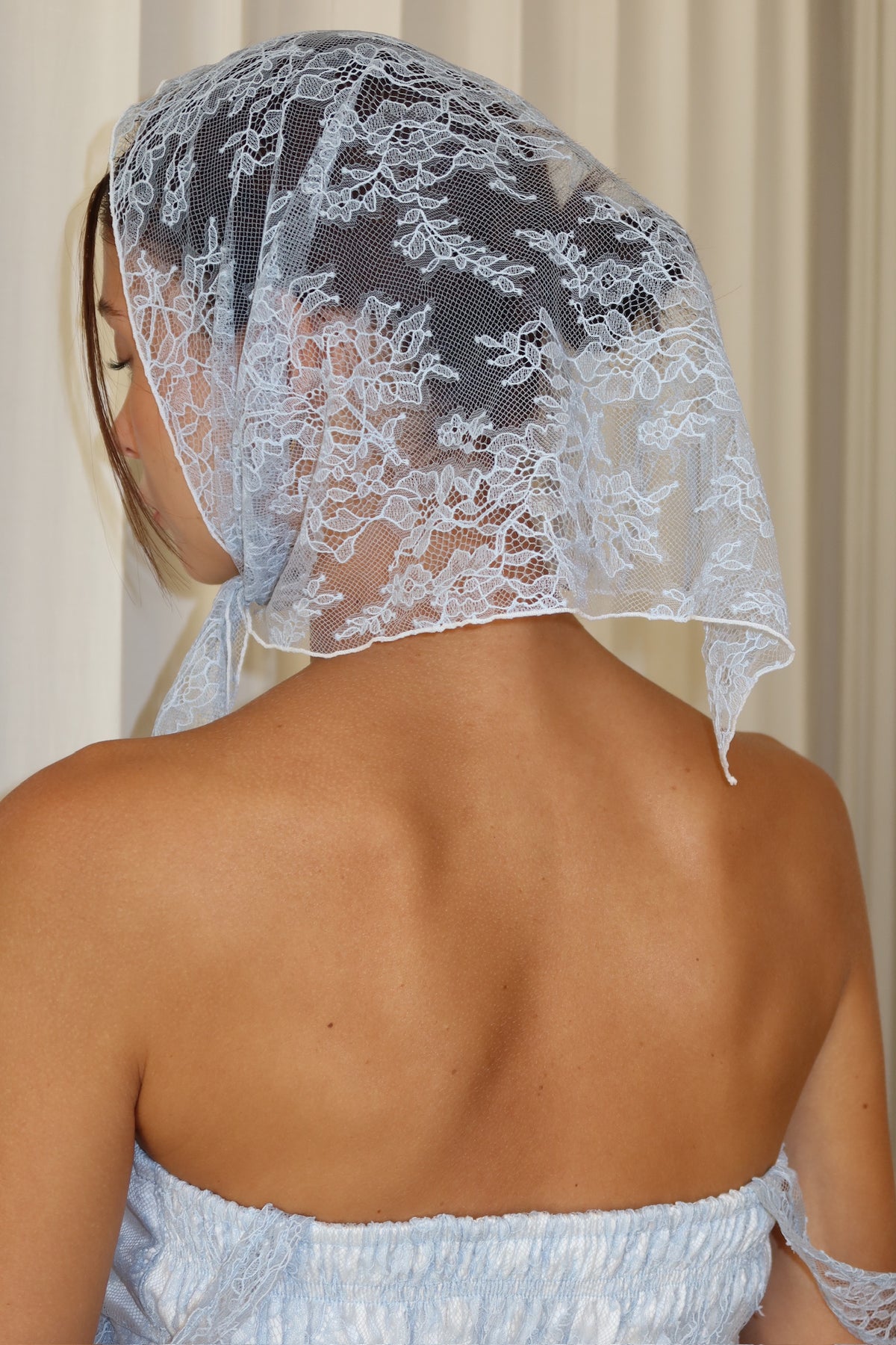 Blue lace headscarf