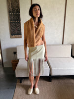 Load image into Gallery viewer, Leather skirt with fringe beige