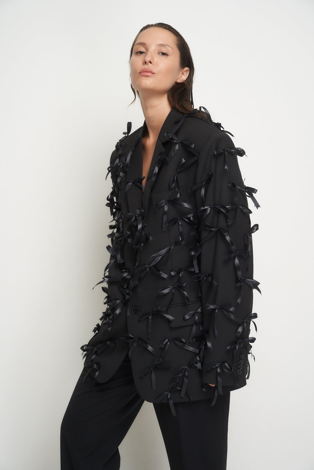 Black jacket small bows