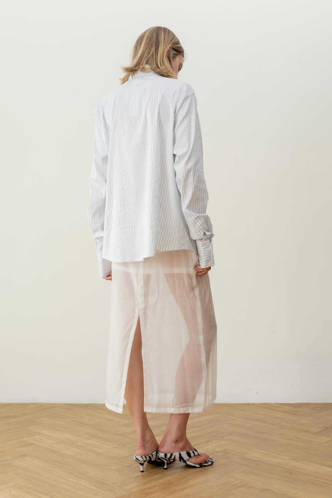 White sheer glitter midi skirt