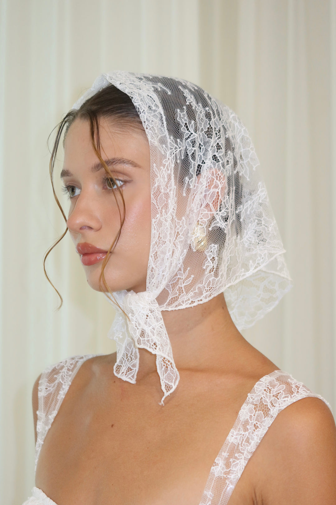 white lace headscarf