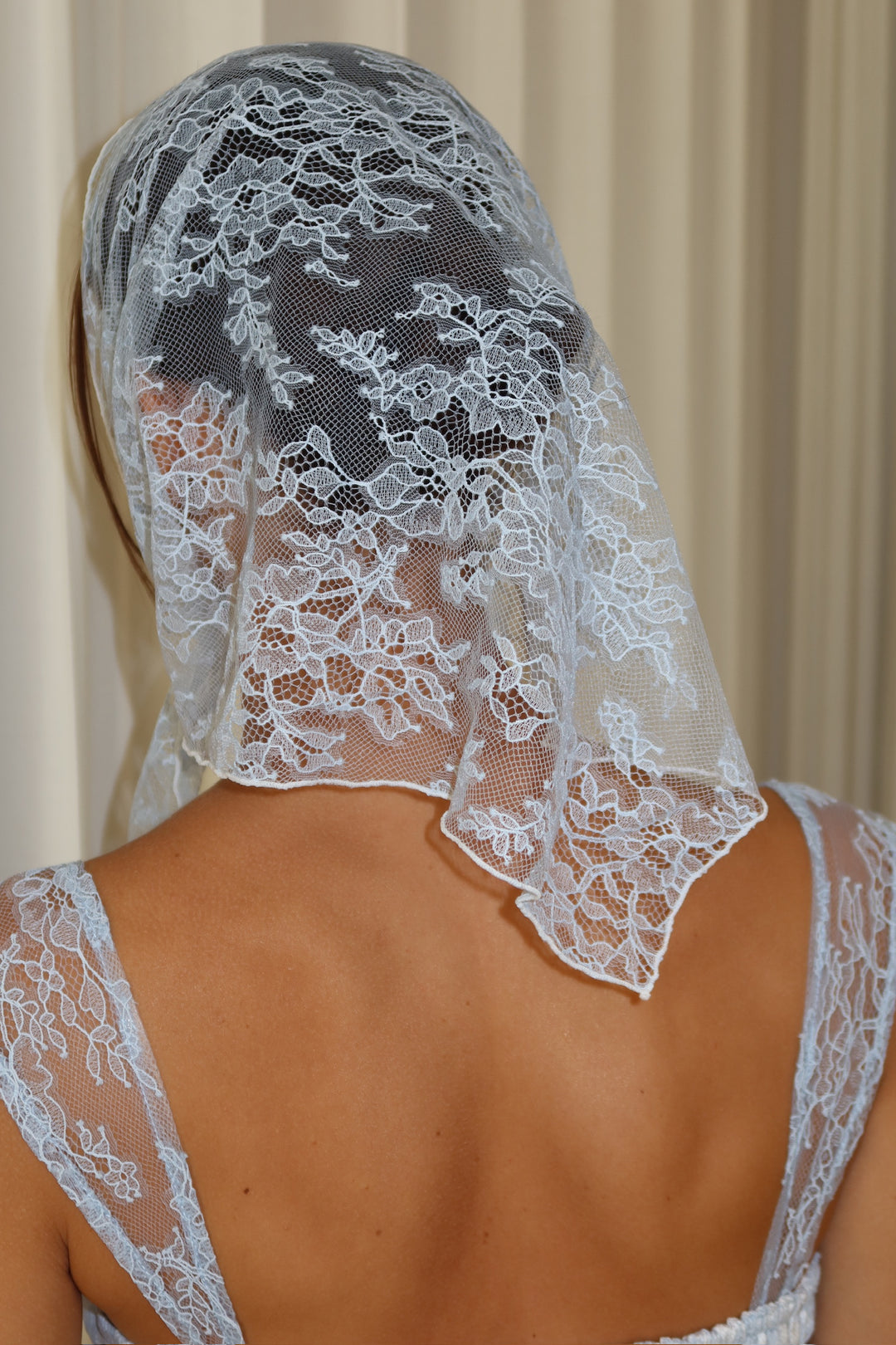 blue lace headscarf