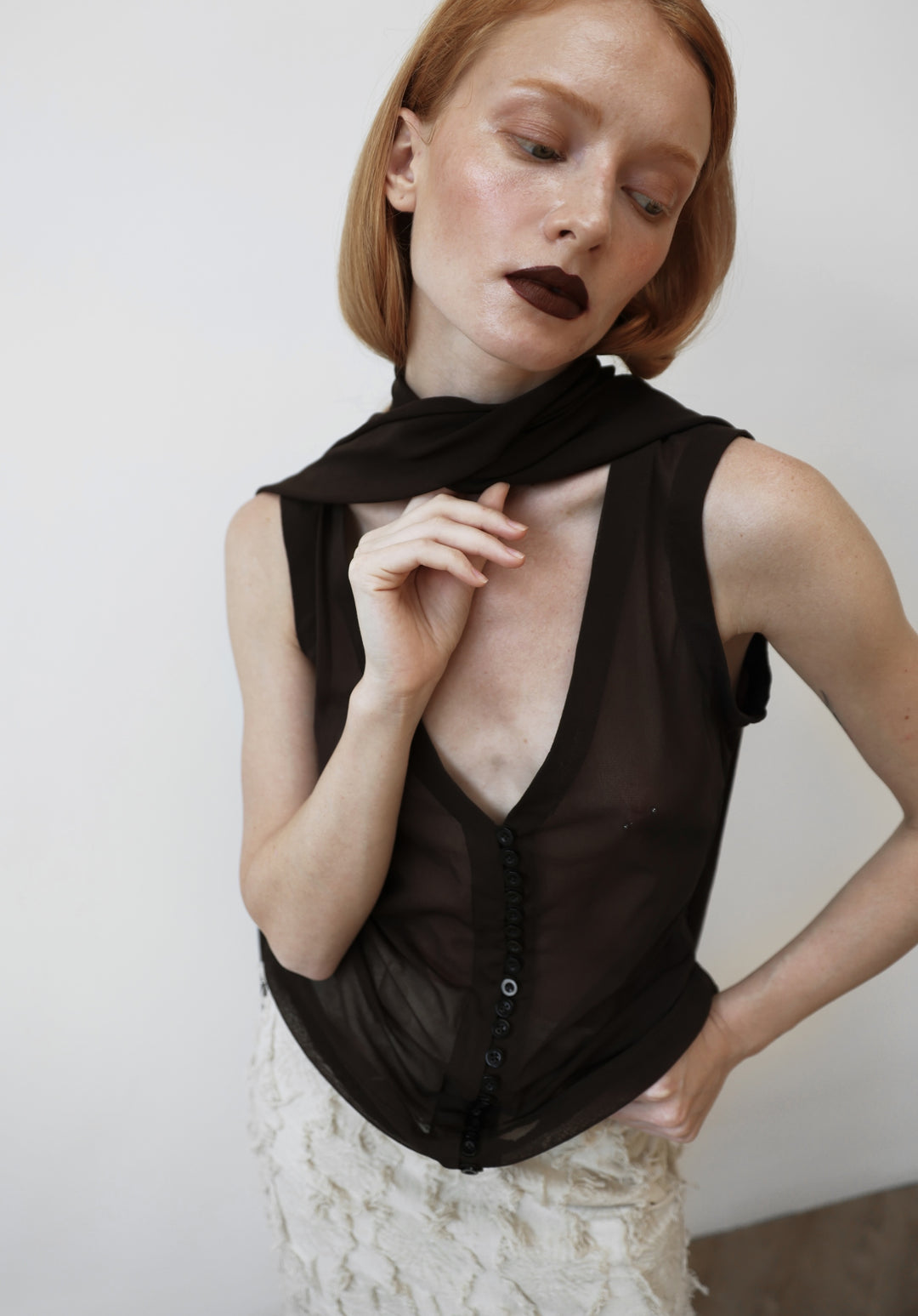 Transparent brown blouse