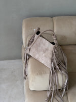 Load image into Gallery viewer, Beige suede bag with fringe
