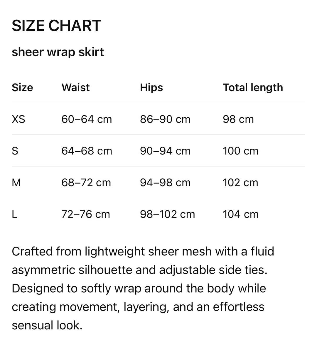 Transparent black skirt with ties