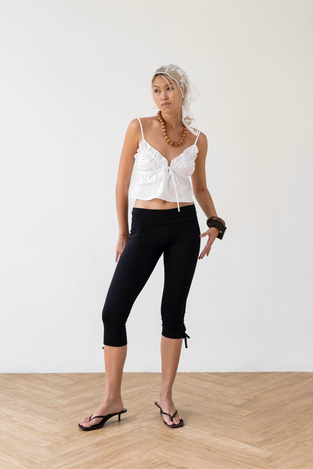 Viscose capri pants — double waist fit