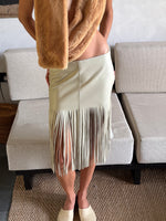 Load image into Gallery viewer, Leather skirt with fringe beige
