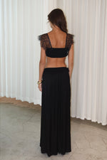 Load image into Gallery viewer, silk slit pants black
