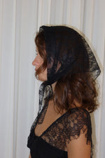 Load image into Gallery viewer, black lace headscarf
