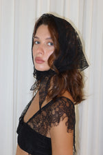 Load image into Gallery viewer, black lace headscarf
