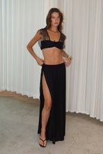 Load image into Gallery viewer, silk slit pants black
