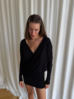 Load image into Gallery viewer, V-Neck Mini Dress Black
