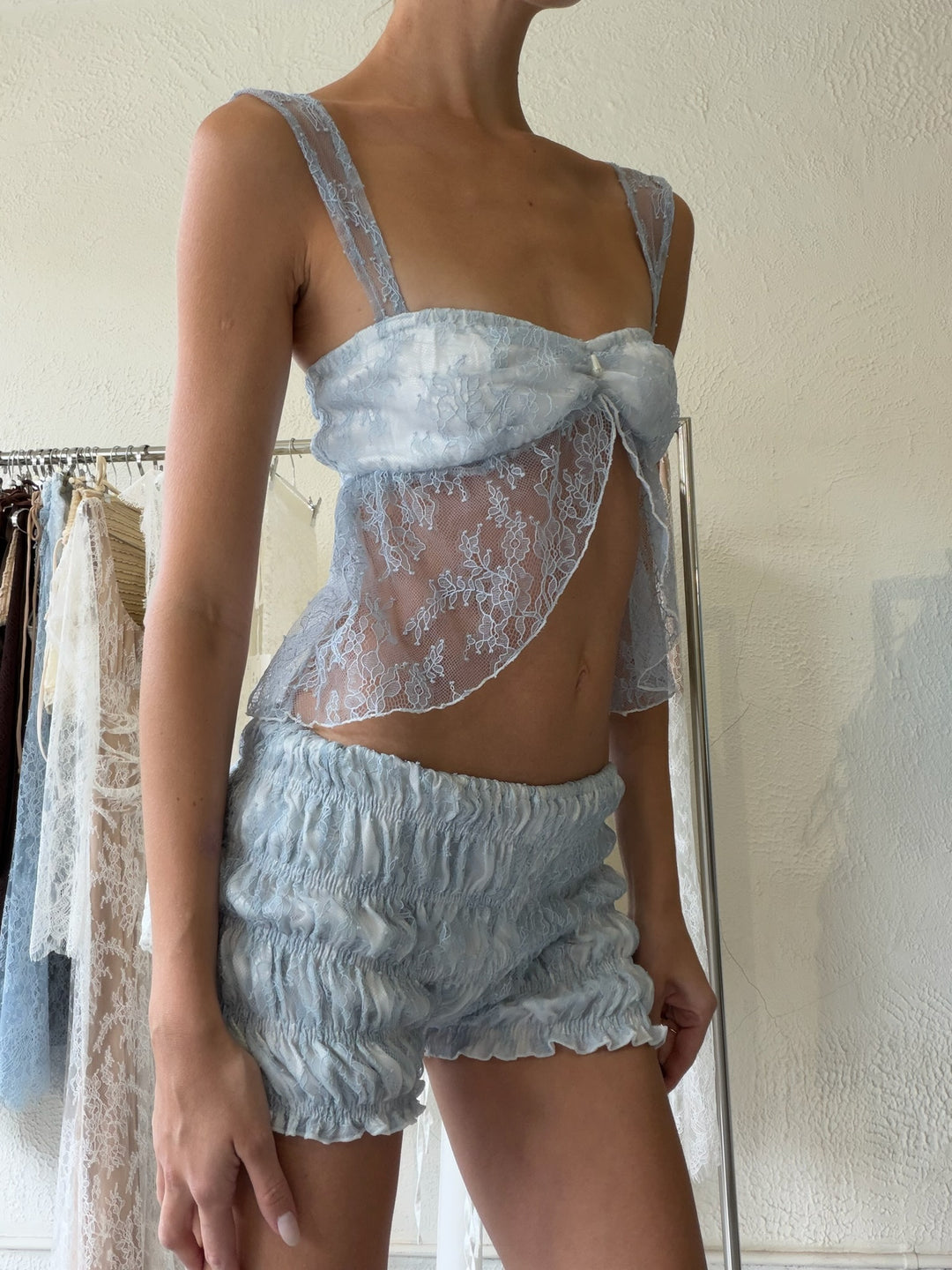 aura lace top blue