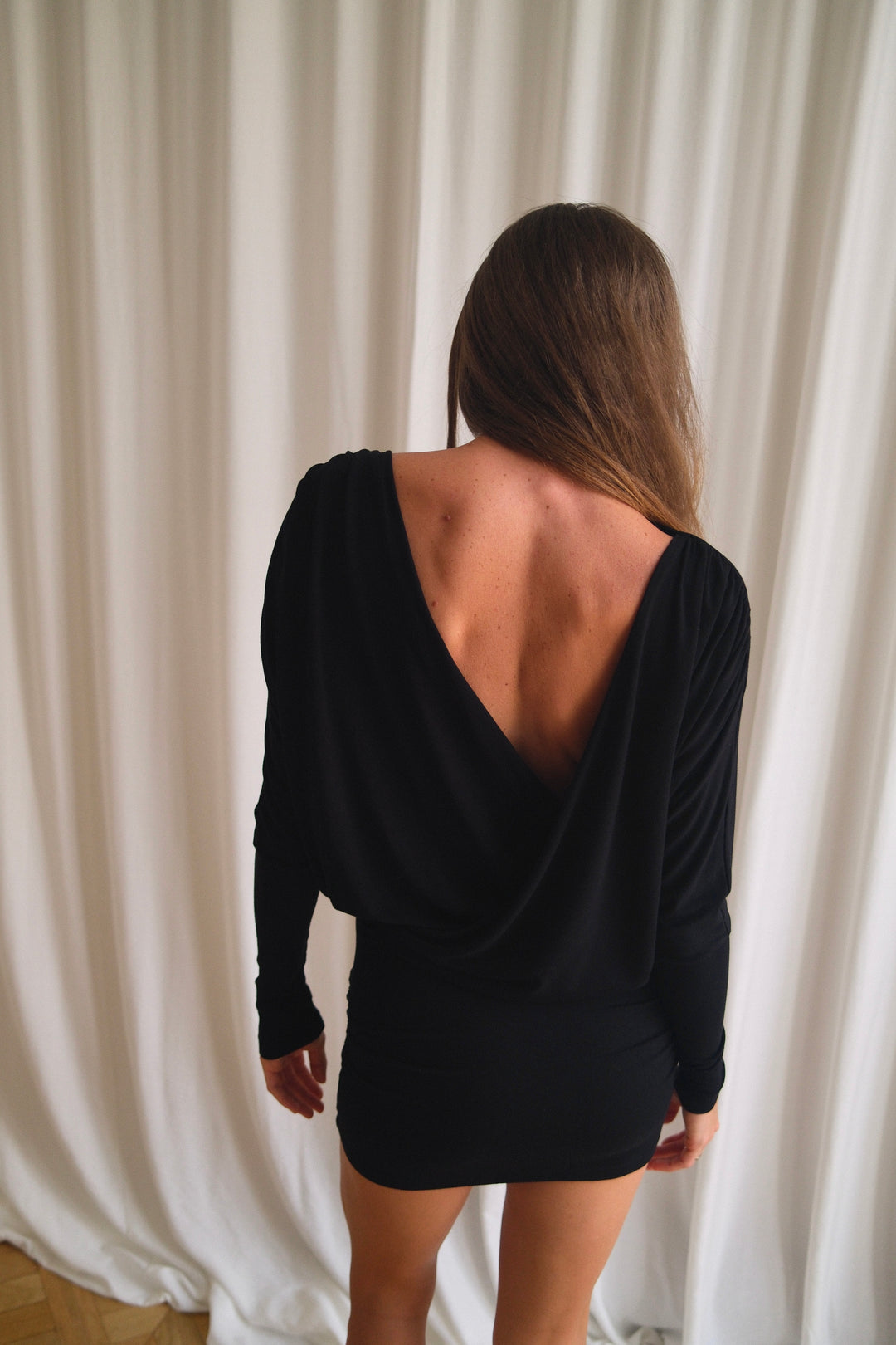 V-Neck Mini Dress Black