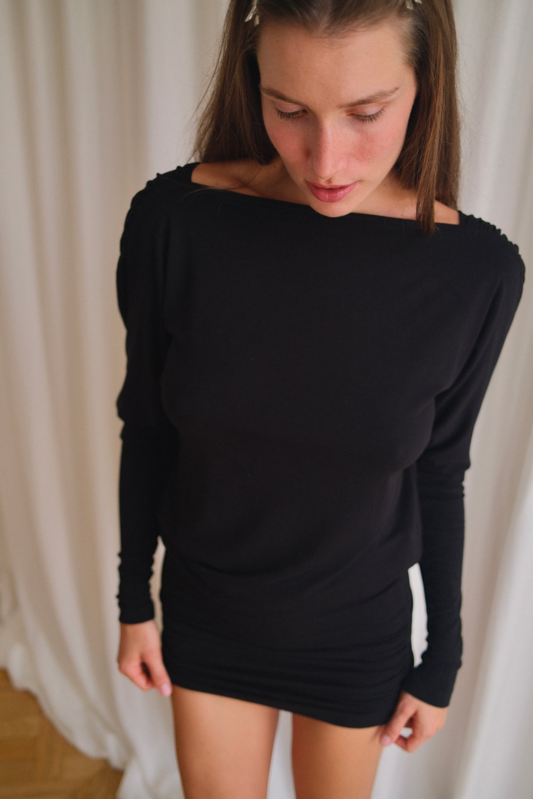 V-Neck Mini Dress Black