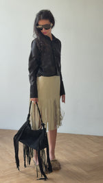 Load and play video in Gallery viewer, Black suede bag with fringe
